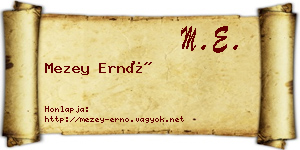 Mezey Ernő névjegykártya