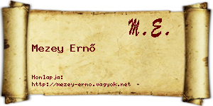 Mezey Ernő névjegykártya
